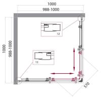 Душевой уголок квадратный UNO-195-A-2-100-C-Cr 1000x1000x1950 BelBagno