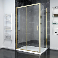 Душевой угол раздвижной прямоугольный RV055G-12070-01-C8 1200х700х1950 Цвет профиля Золото брашинг Стекло Прозрачное Veconi