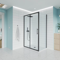 Душевой угол раздвижной E1-SP-B-120110-01-C9 1200х1100x1950 Цвет профиля Чёрный матовый Стекло  Прозрачное Veconi