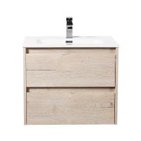 База под раковину подвесная с двумя выкатными ящиками KRAFT-700-2C-SO-RGB Rovere Galifax Bianco 710х460х515 (с керамической раковиной) BelBagno