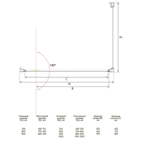 Душевой угол раздвижной прямоугольный RV033-9080-01-C7 900х800х1950 Цвет профиля Хром Стекло Прозрачное Veconi
