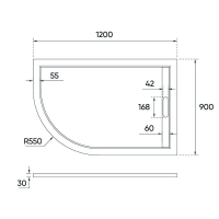 Душевой поддон асимметричный (правый) 1200x900x30 TZ06R-12090A-01-19C3 VECONI