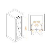 Душевая дверь RGW PA-104B  70*195 060810407-14 профиль Чёрный стекло Прозрачное 6 мм RGW