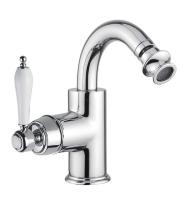 Смеситель для биде однорычажный с донным клапаном APHRODITE-BS2-01-Bi Хром ручка  Белая Cezares