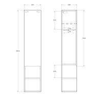 Шкаф подвесной, с одной распашной дверцами с доводчиками, и одной открытой полкой, правосторонний, 1600x330x300 KRAFT-1600-1A-SC-RNN-L BelBagno