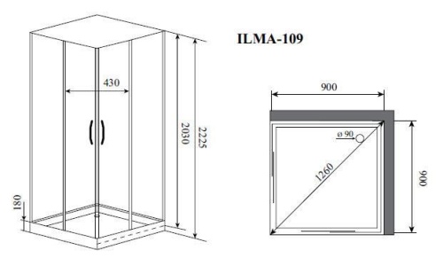 Timo Premium ILMA 109 душевая кабина (90*90*222)